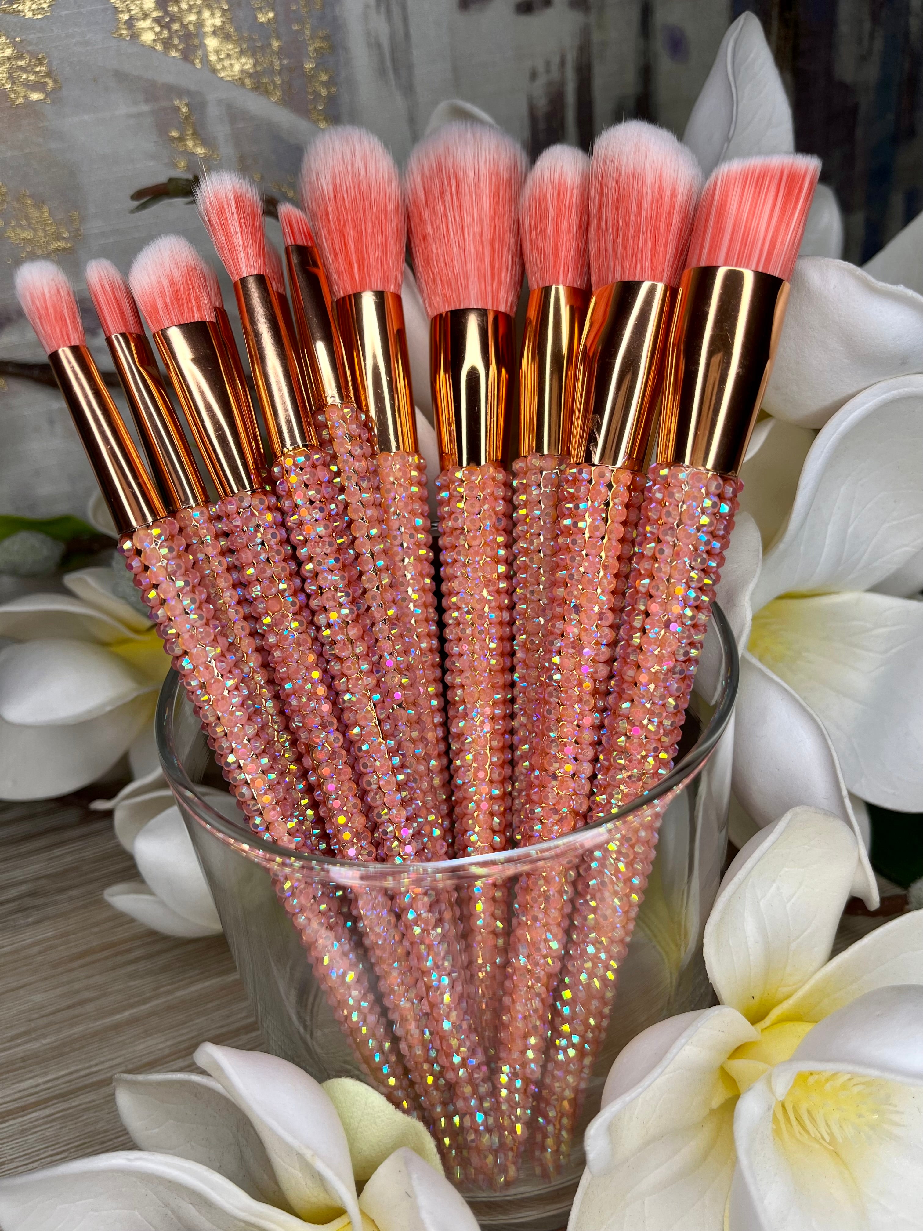 12-PIECE BLING MAKEUP BRUSH SET PROFESSIONAL LUXURY GIFT outlets RHINESTONES RARE PINK