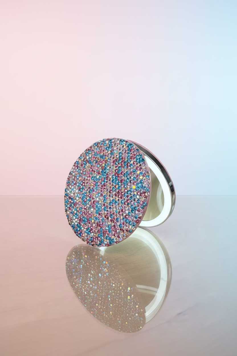 The ultimate luxury for your purse or vanity! Rechargeable LED compact mirror 1X &12X in Pink, Blue & White