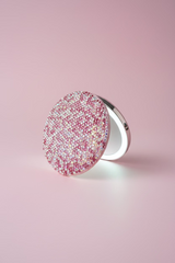 The ultimate luxury for your purse or vanity! Rechargeable LED compact mirror 1X &12X Pink &  white
