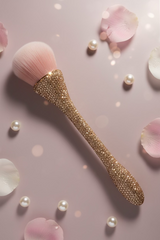 Rose gold  Large Luxe Rhinestone Powder with pink synthetic bristles