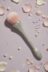White Crystal  Large Luxe Rhinestone Powder with pink synthetic bristles