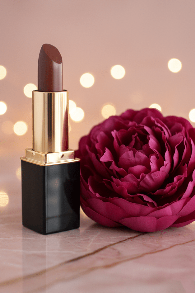 L'Paige Chocolate Raspberry Mousse color-changing lipstick, transitions to shades of bright berry, presented by La Paz
