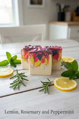 Lemon, Rosemary and Peppermint Shampoo Bar made with natural extracts that are nourishing for the hair and scalp and promote hair growth 