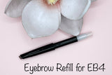 La Paz Cosmetics Luxe Crystal Eyebrow Pencil refill for EB4 Mink on pink background with white magnolia flowers