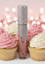 La Paz Crystal Frosting Lip Gloss Shimmering Blush D19 — crystal tube with warm pink gloss and cupcakes