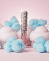 La Paz Crystal Frosting Lip Gloss Cotton Candy D02 — crystal tube with sheer pink gloss on cotton candy pink background