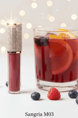 La Paz Cosmetics M03 Sangria Diamond Liquid Matte Lipstick tube with rhinestone cap