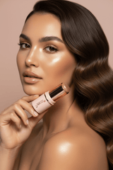 Angelic Glow Highlighter leaves a natural glow on this model