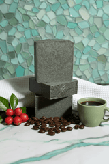 Morning Wake Up facial bar with matcha green tea and guarana to wake up naturally and depuff 