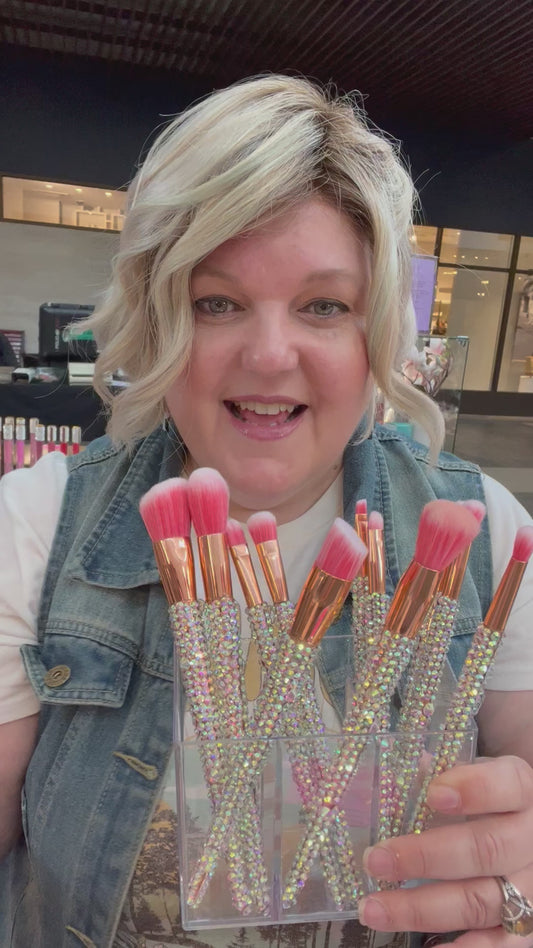 Bling Bling Powder Brush￼ pink & white