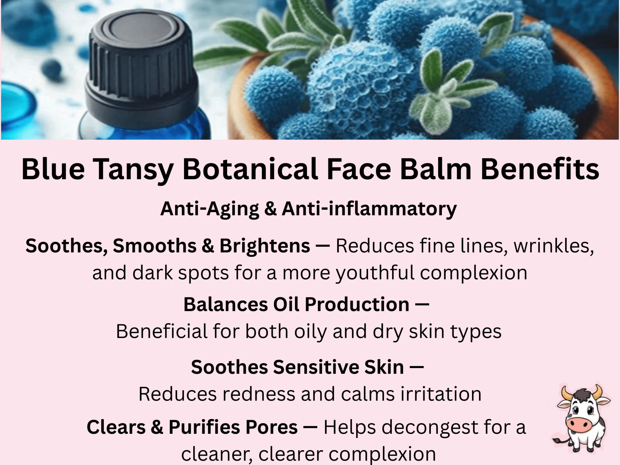 Benefits of Blue Tansy Face Balm - Anti-Aging & Anti-inflammatory,  for Sensitive Skin, Balances Oil Production