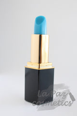 L'Paige Blue Orchid color-changing lipstick — transitions from blue to deep pink and orchid, presented by La Paz Cosmetics